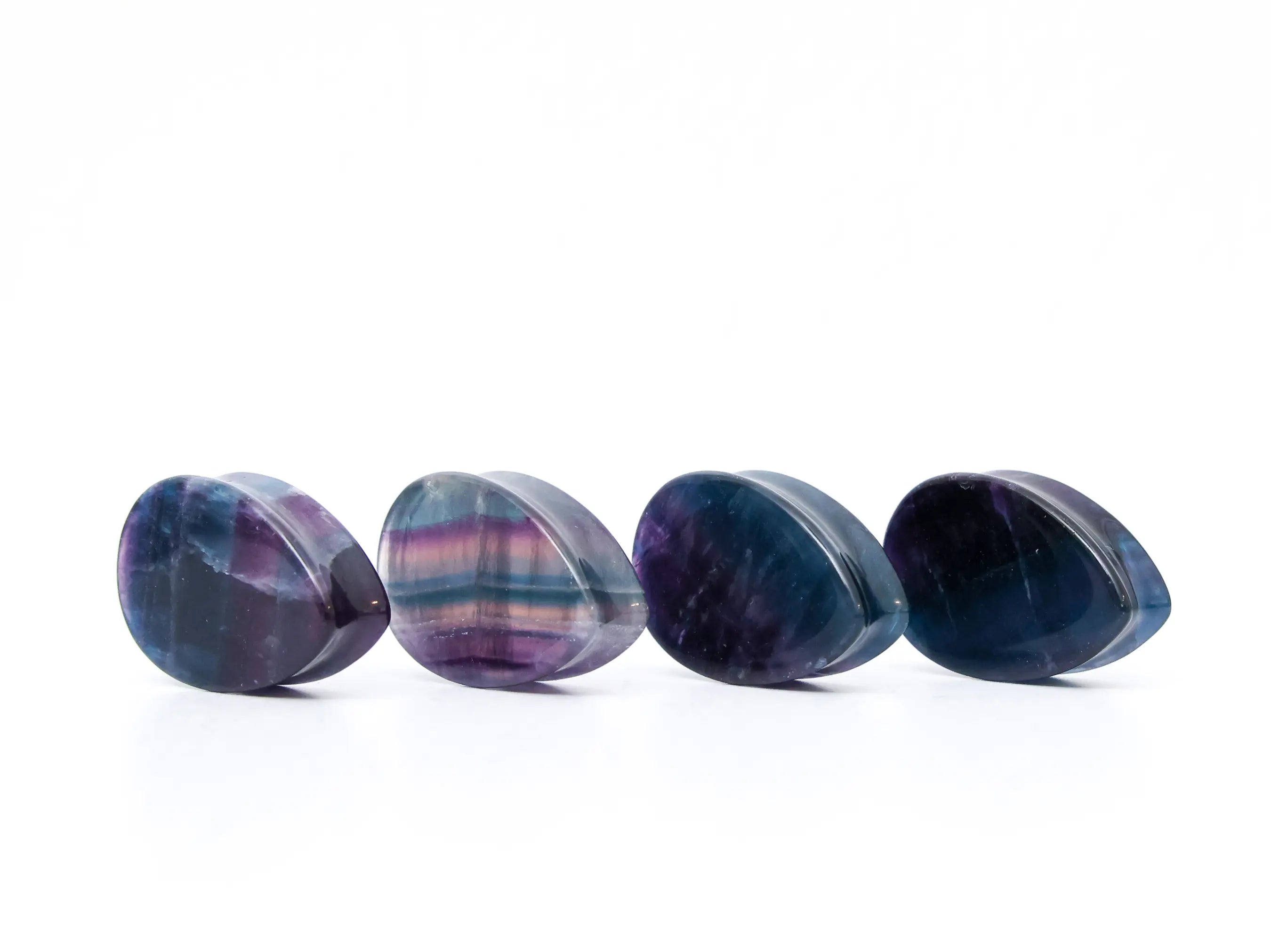 Rainbow Fluorite Teardrop Plugs (Dark)