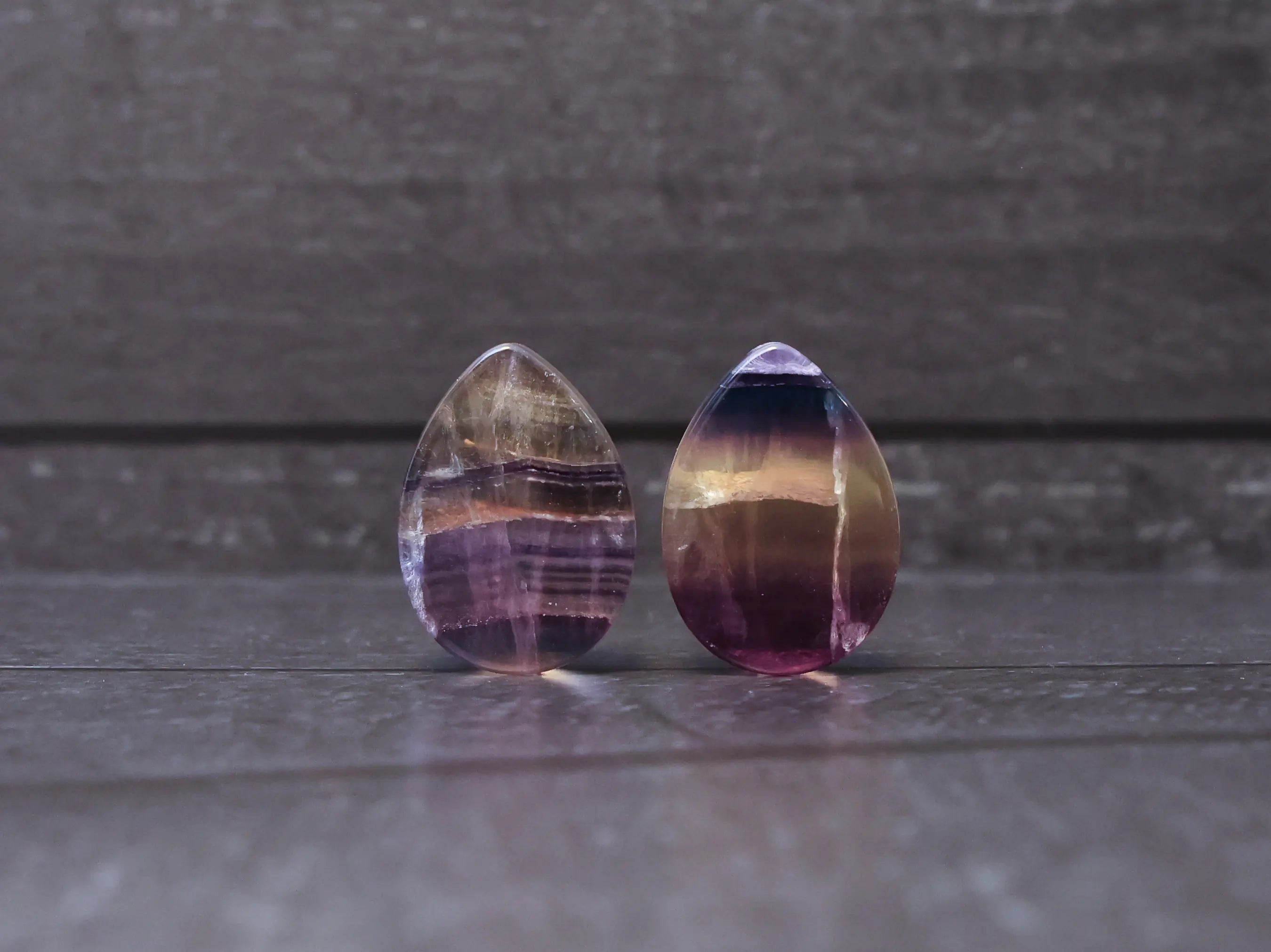 Rainbow Fluorite Teardrop Plugs (Light)