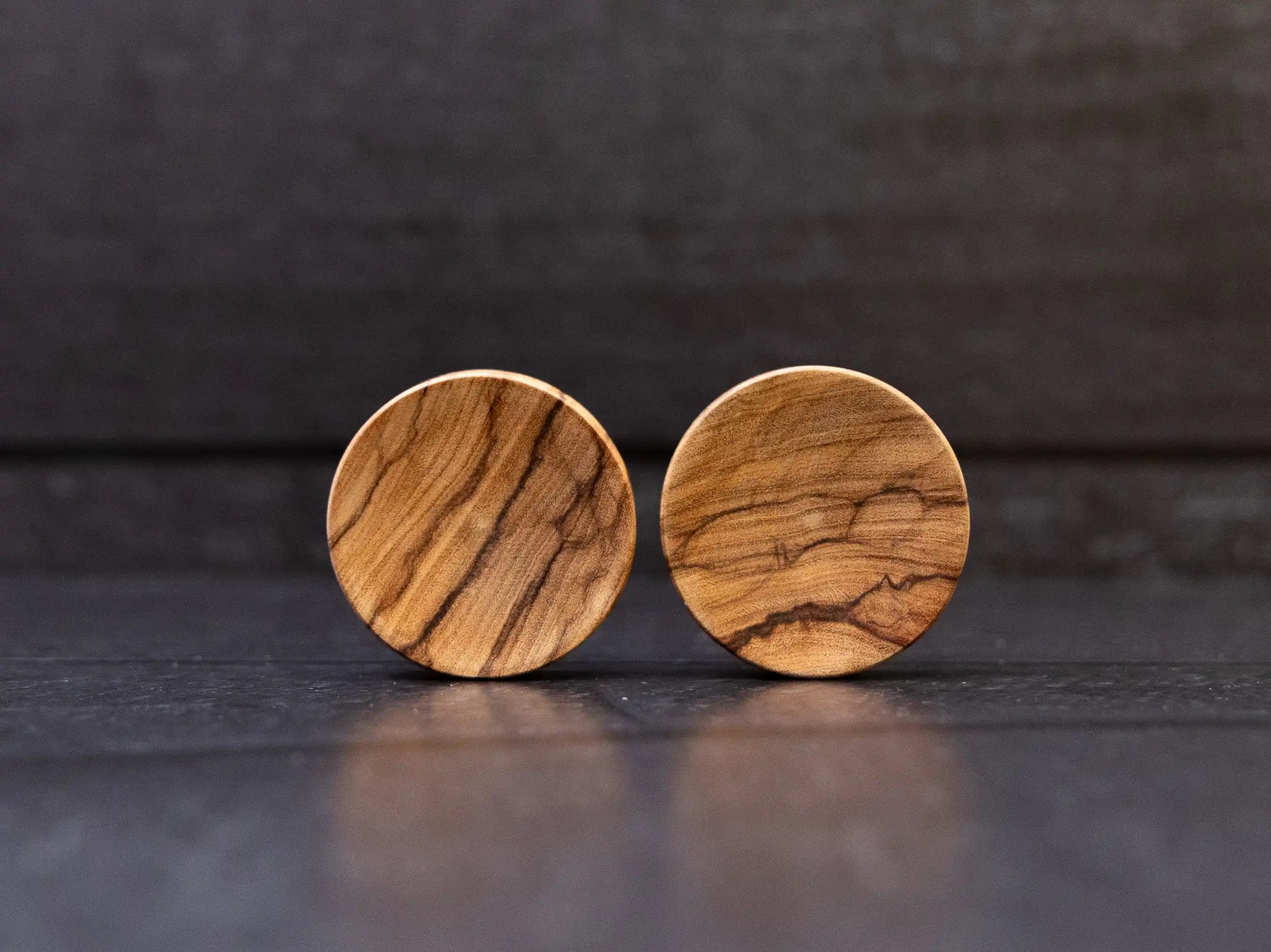 Olive wood concave plugs