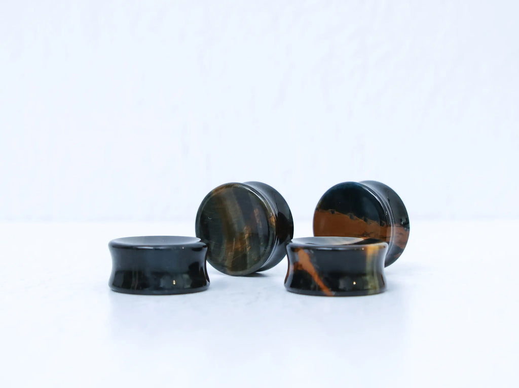 Blue Tigers Eye Concave Plugs