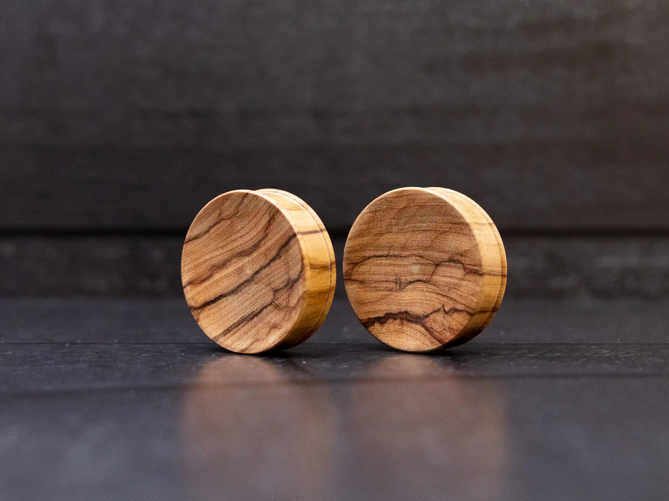 Olive wood concave plugs