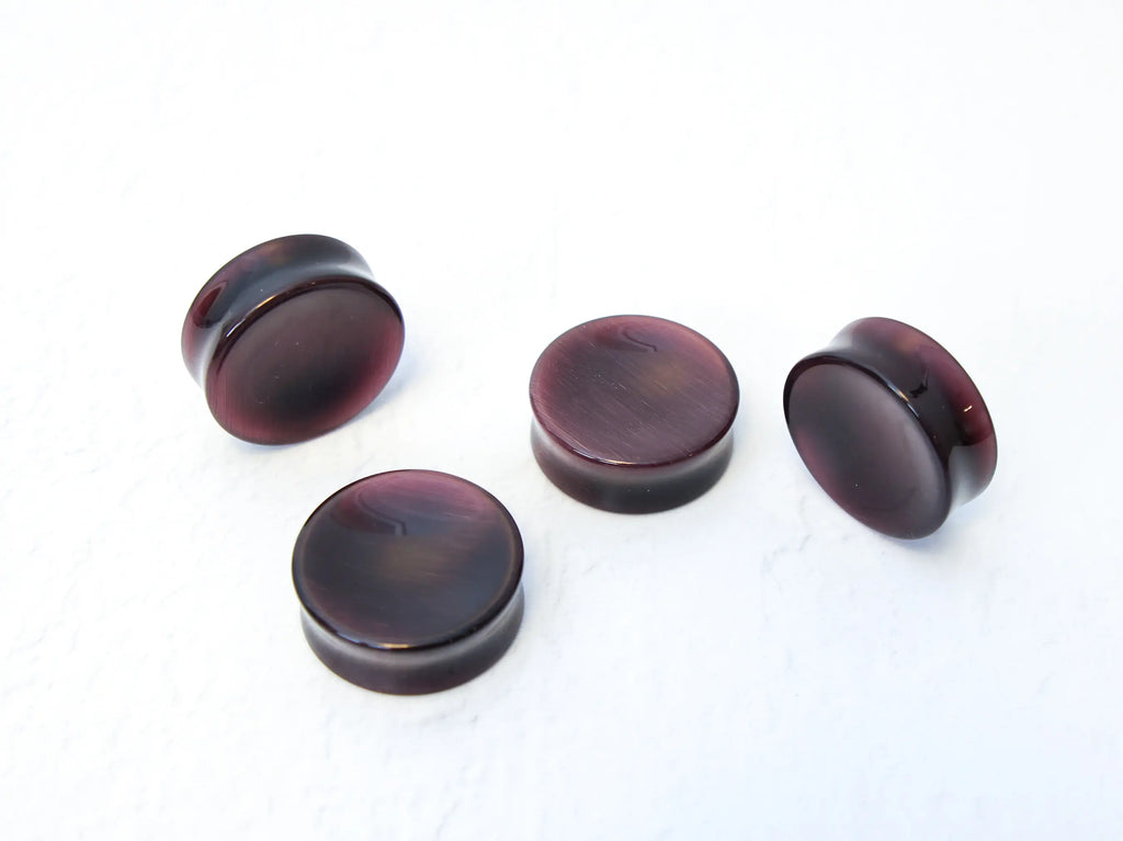 Deep Red Cats Eye Concave Plugs