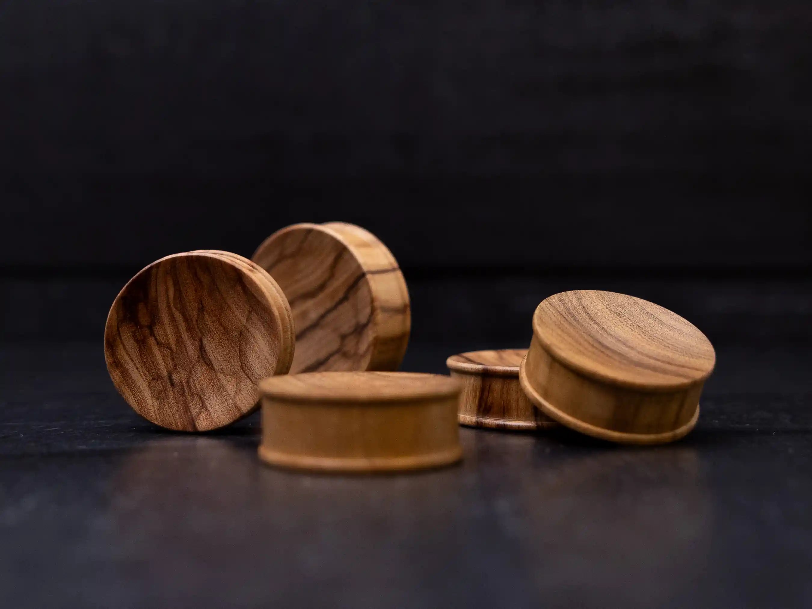 Olive wood concave plugs