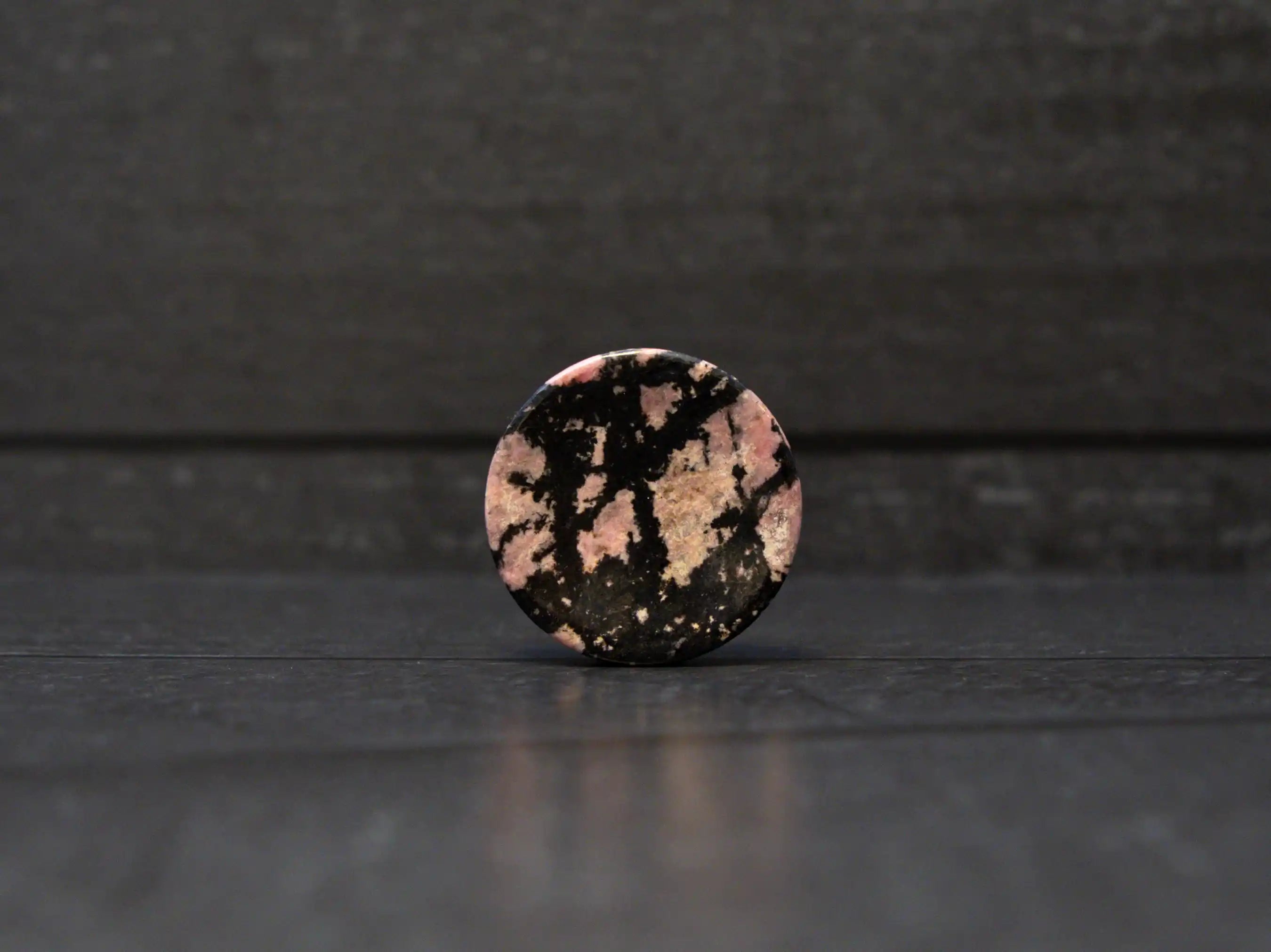 Pink / Black Rhodonite Concave Plugs