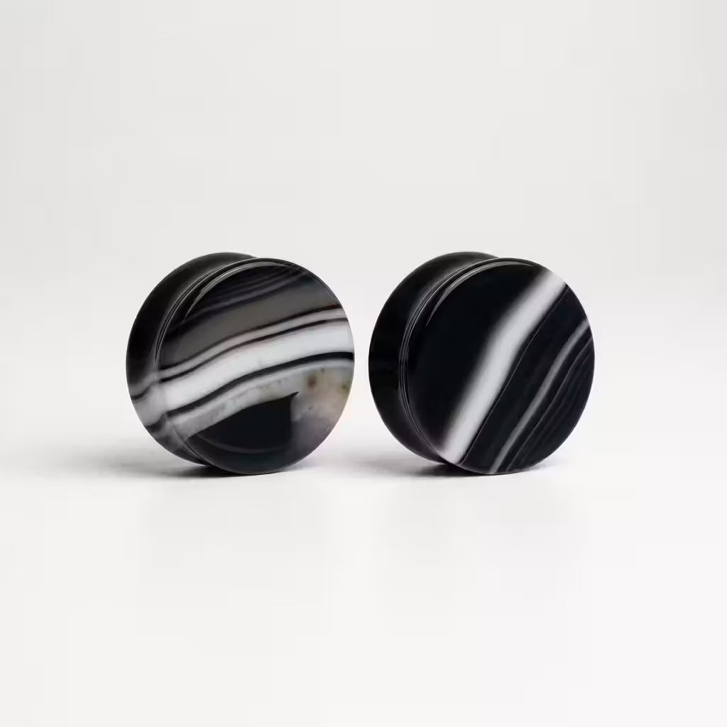 Black Striped Agate Plugs