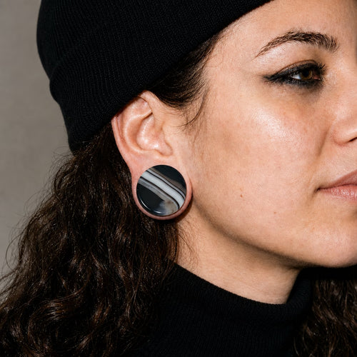 Black Striped Agate Plugs
