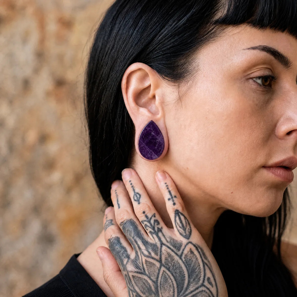 Purple Amethyst Teardrop Plugs