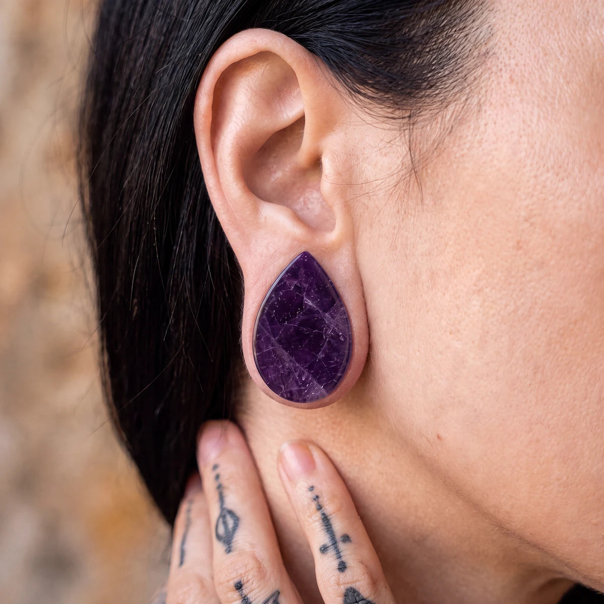 Purple Amethyst Teardrop Plugs