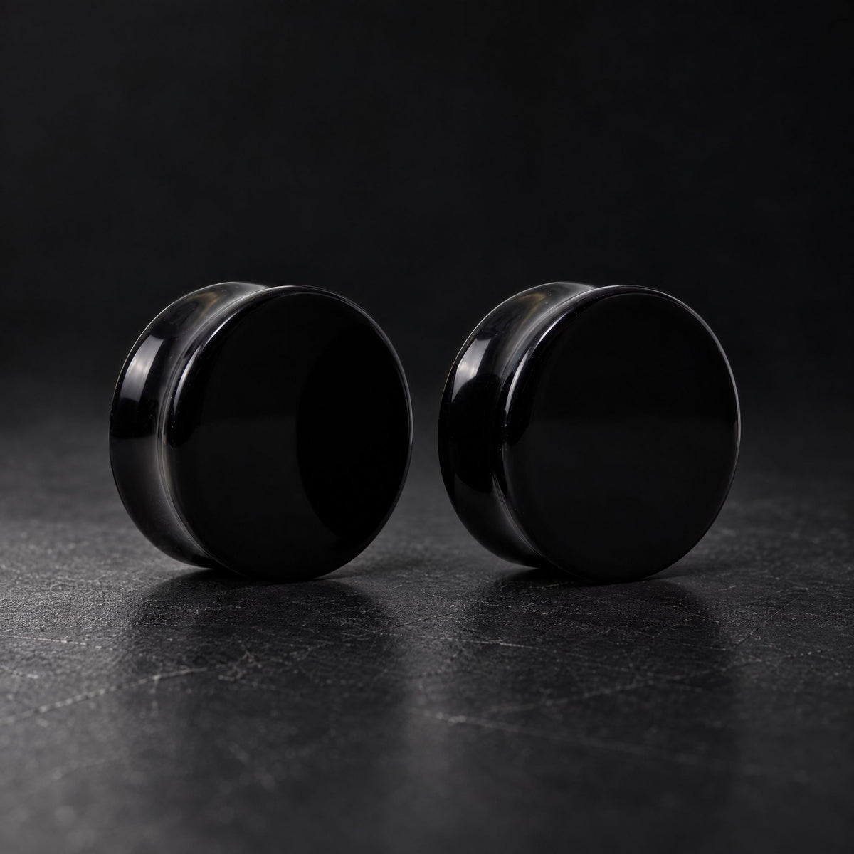 Black Obsidian Plugs, pair on black