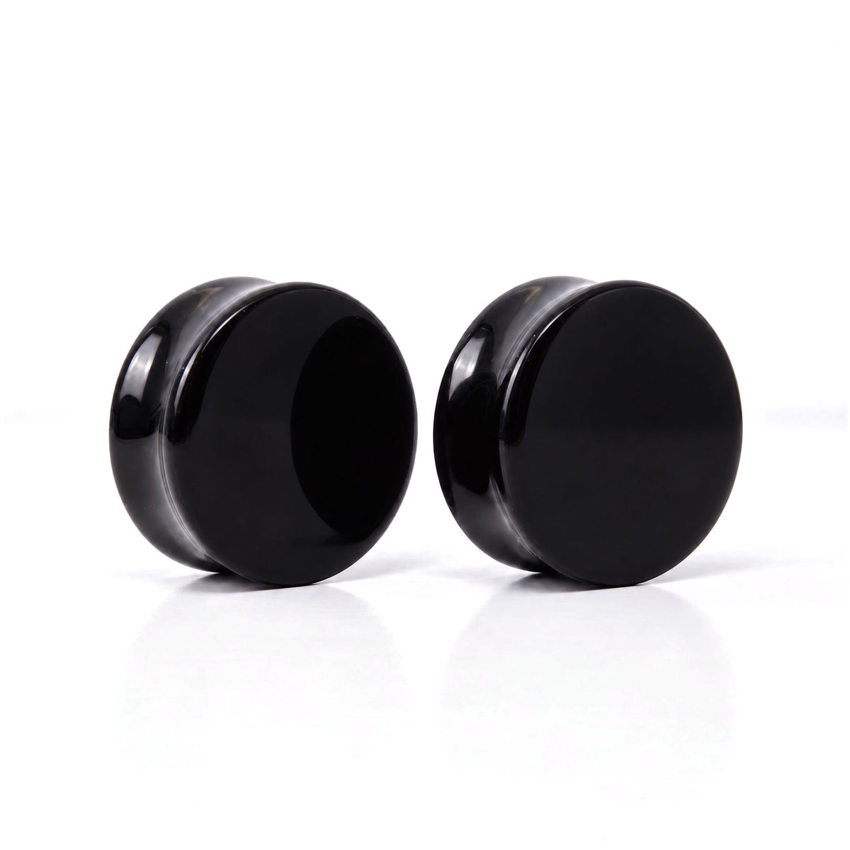 Black Obsidian Plugs, pair on white