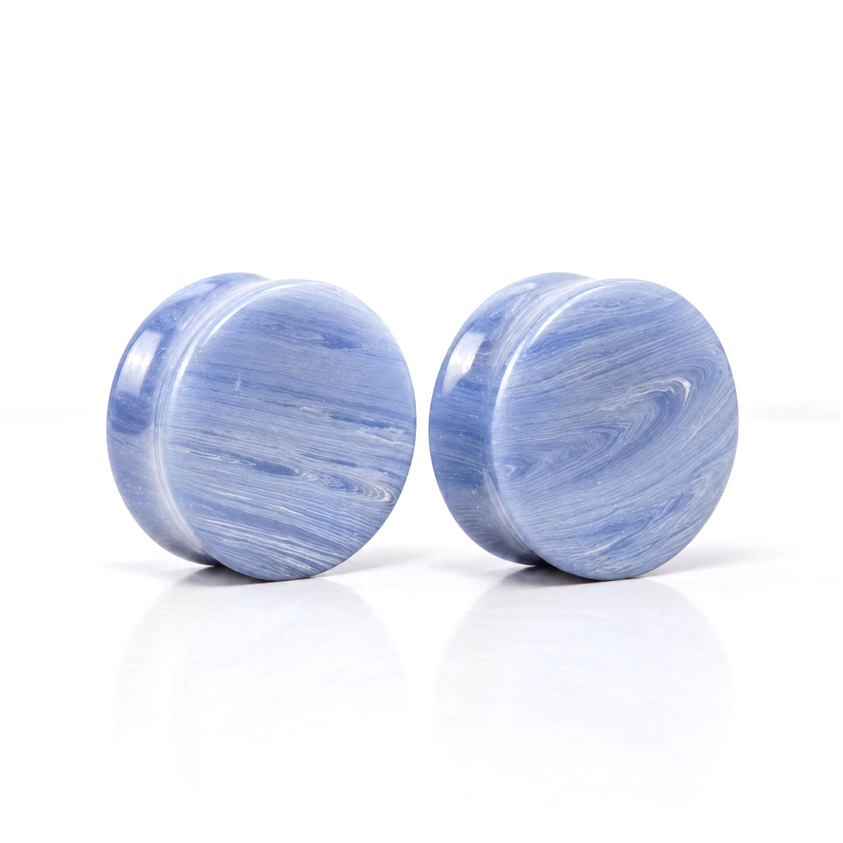 Blue Agate Plugs, pair on white
