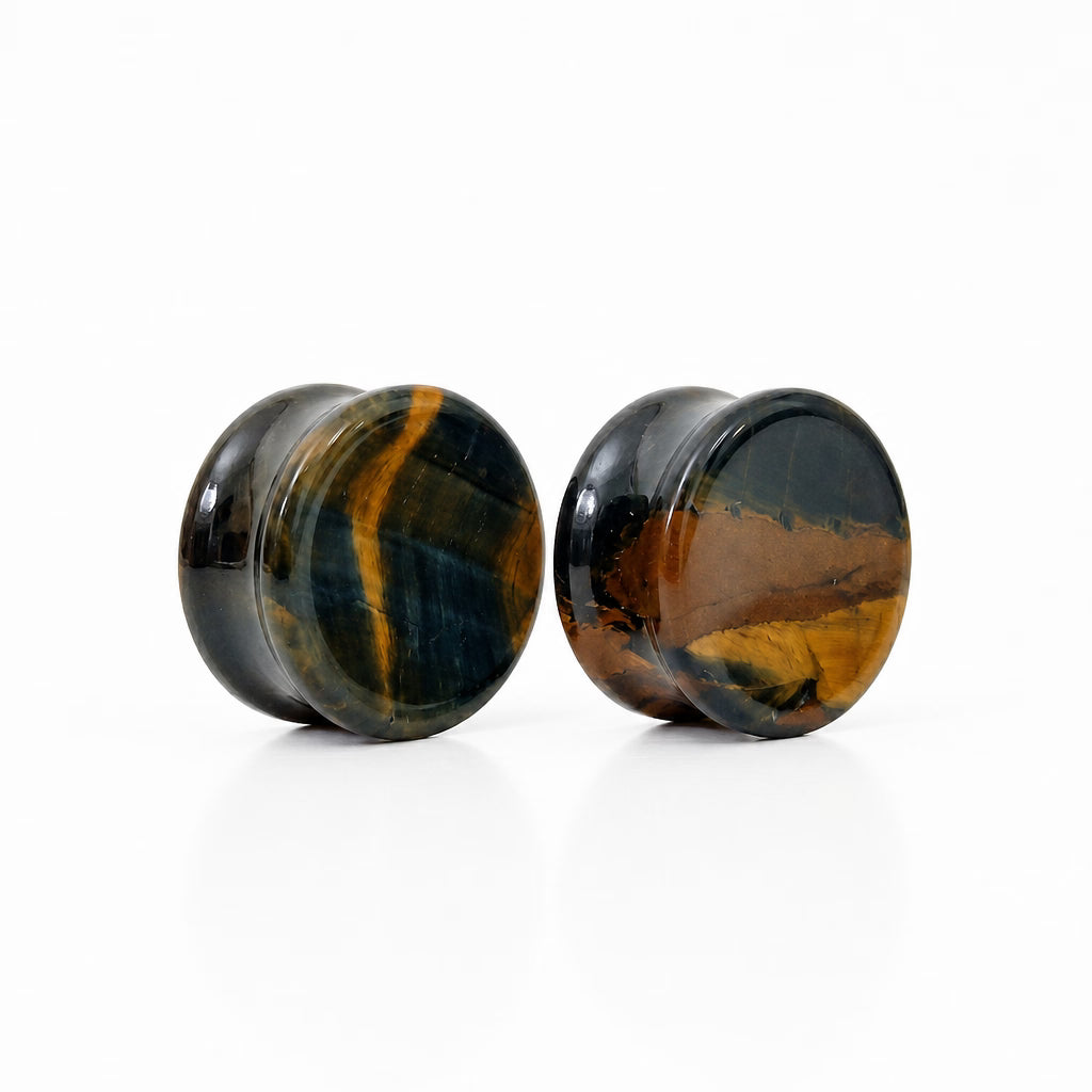 Blue Tigers Eye Concave Plugs