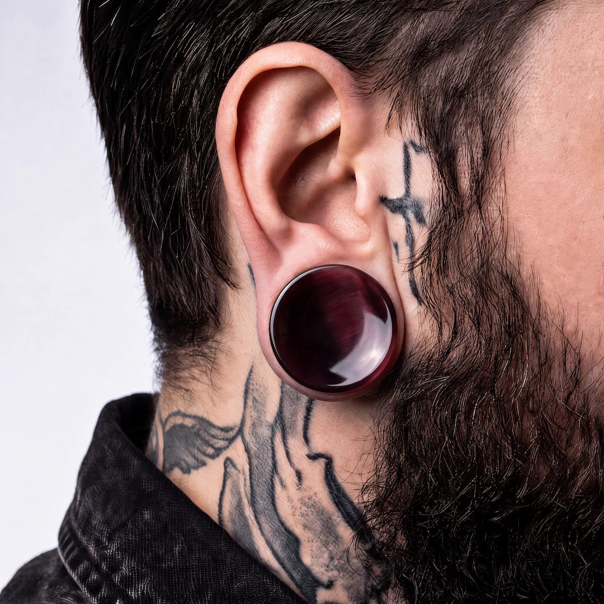 Deep Red Cats Eye Concave Plugs