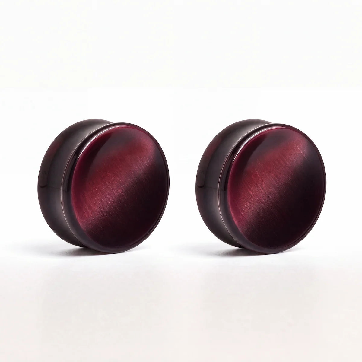 Deep Red Cats Eye Concave Plugs