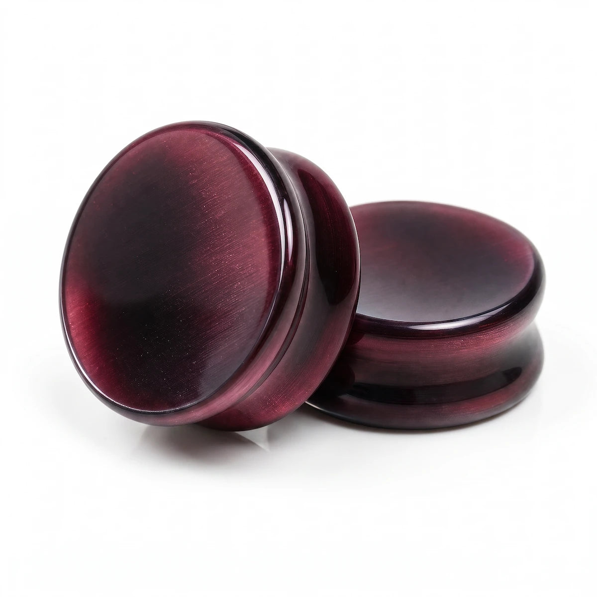 Deep Red Cats Eye Concave Plugs