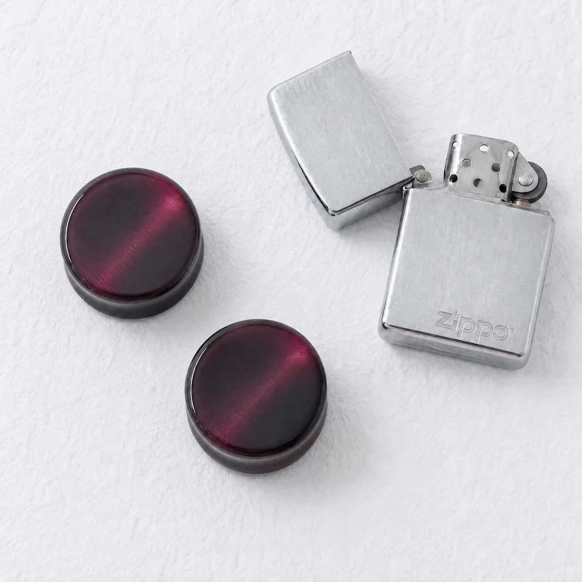 Deep Red Cats Eye Concave Plugs