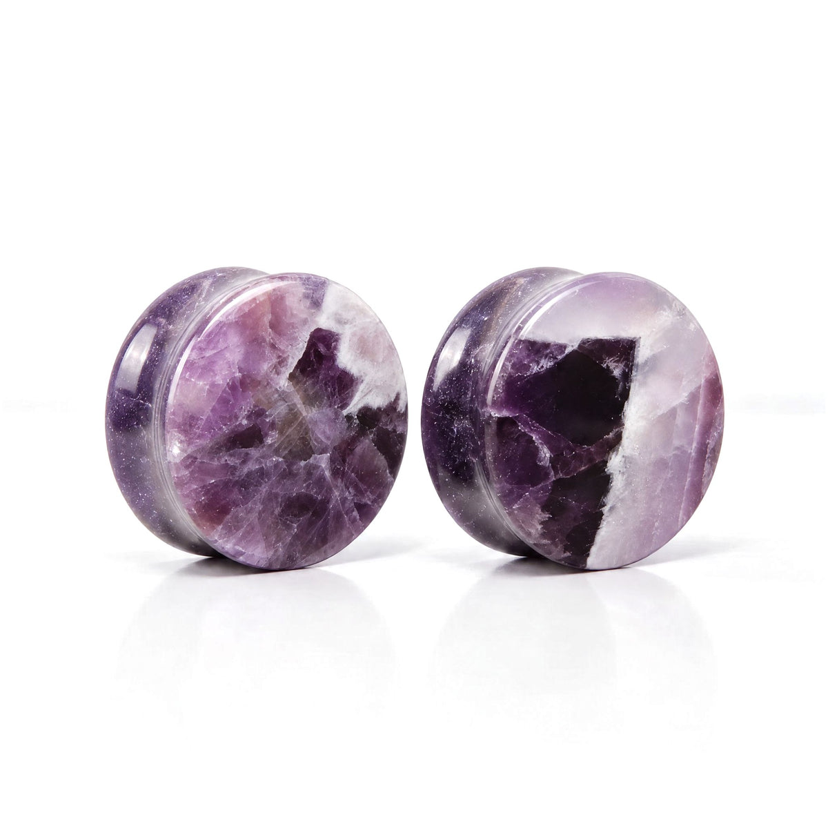 Purple Amethyst Plugs, pair on white