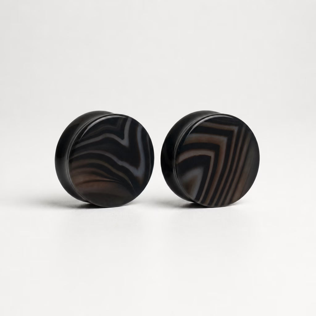 Smokey Striped Agate Plugs