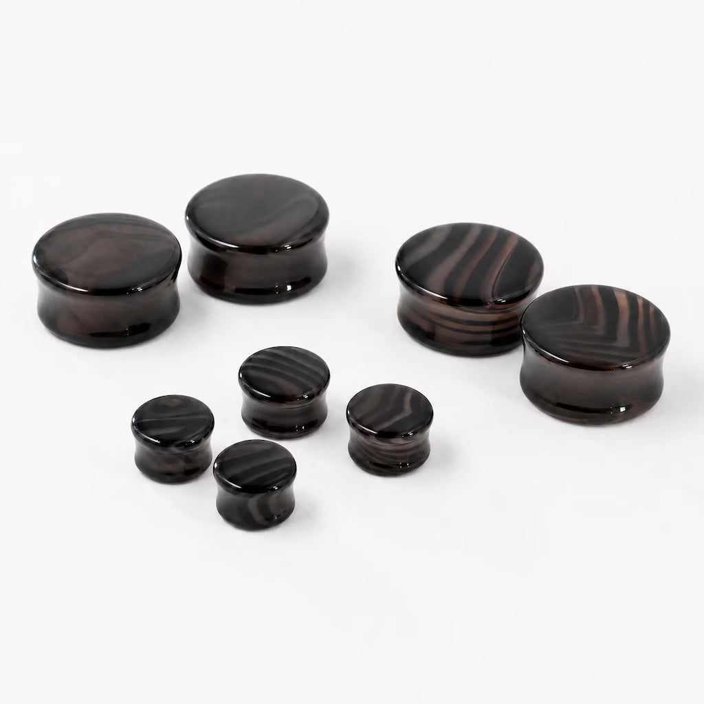 Smokey Striped Agate Plugs