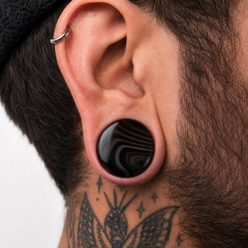 Smokey Striped Agate Plugs