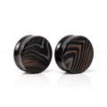 Smokey Striped Agate Plugs, pair on white