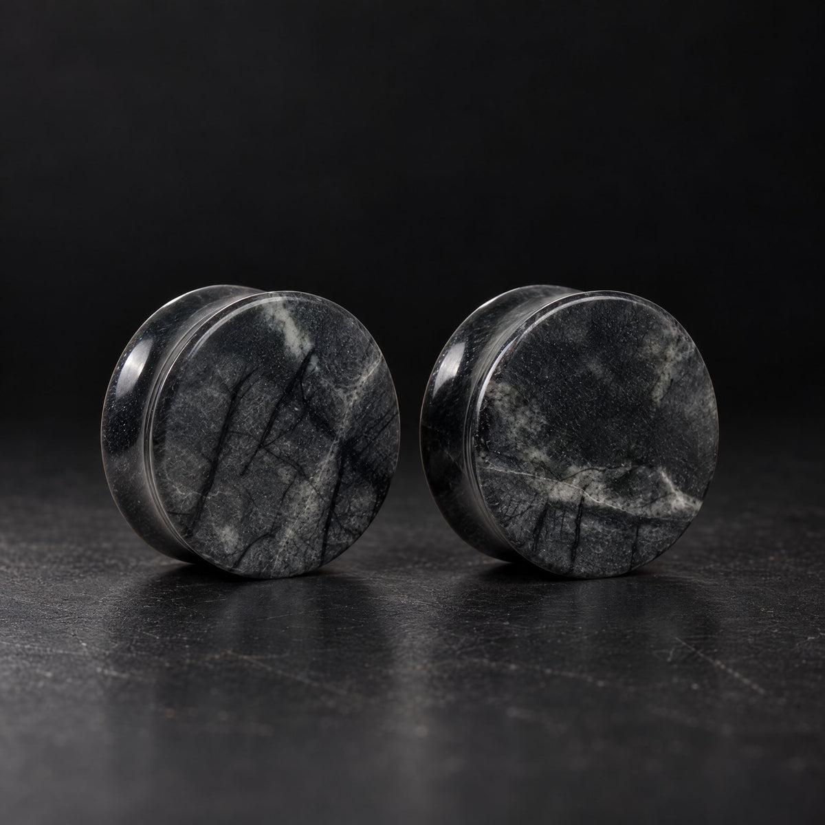 Spiderweb Jasper Plugs, pair on black