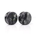 Spiderweb Jasper Plugs, pair on white